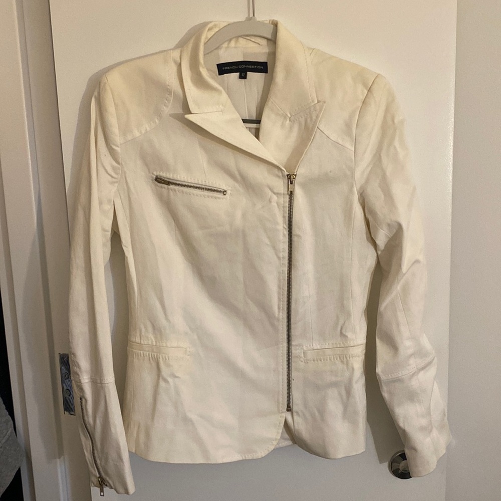 French Connection Moto white blazer